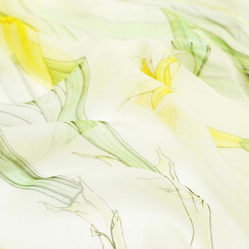 Pure Silk Scarf - Daffodils Detailed Pattern Preview