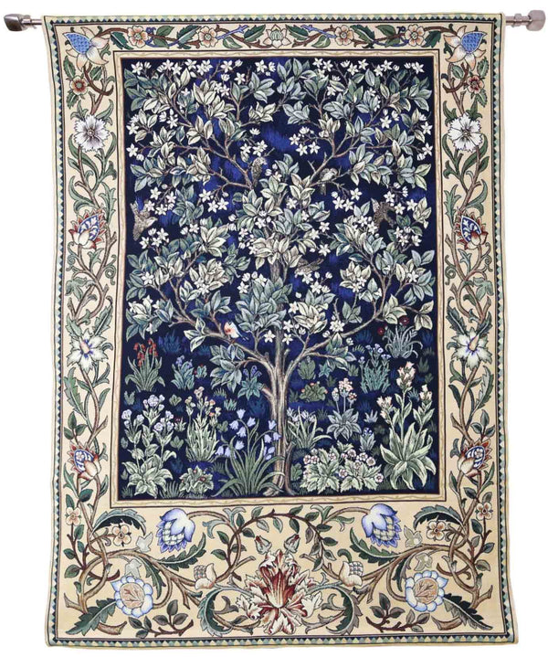 william morris tree of life blue tapestry wall hangings
