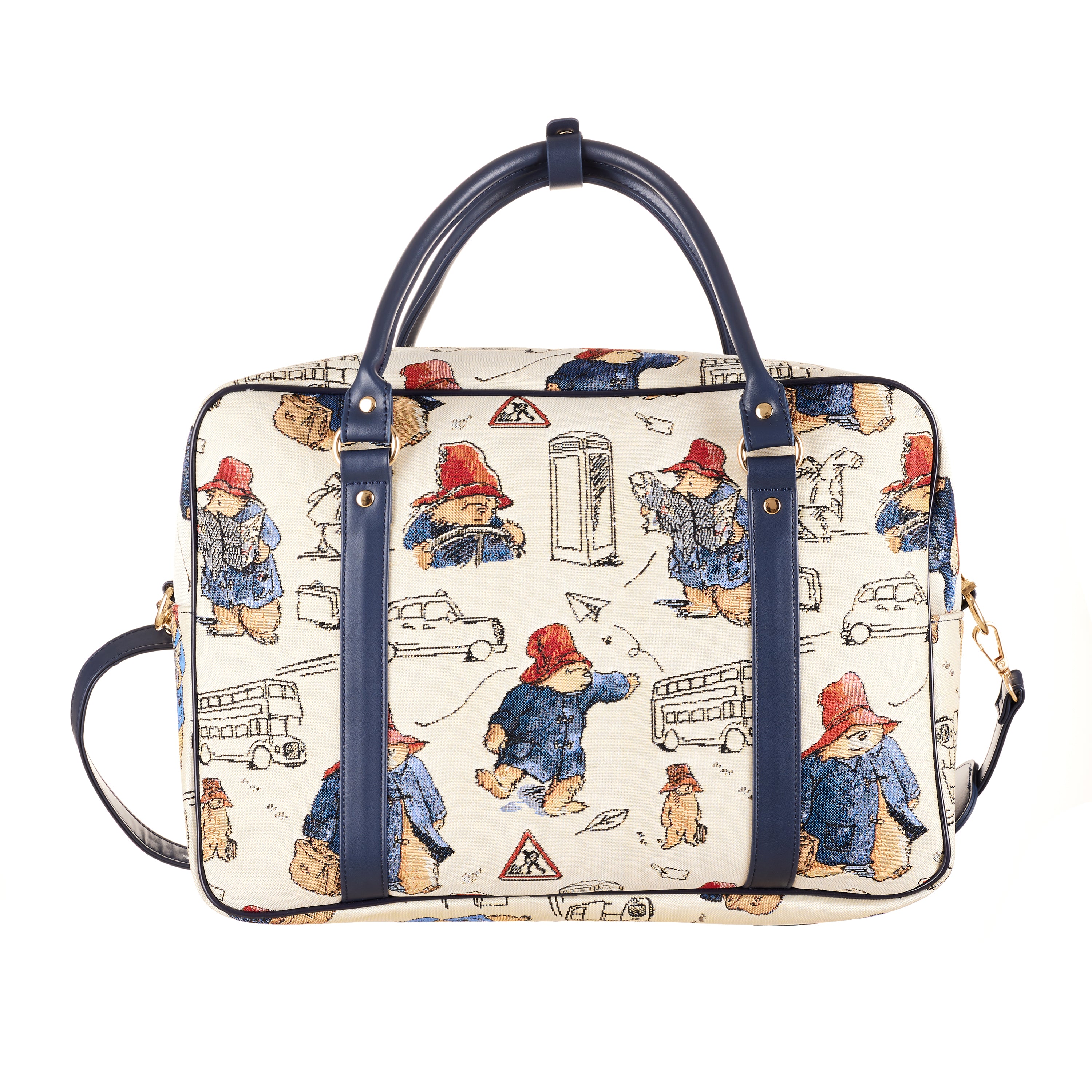 Signare Paddington Bear Tapestry Wristlet Clutch, Blue With Red