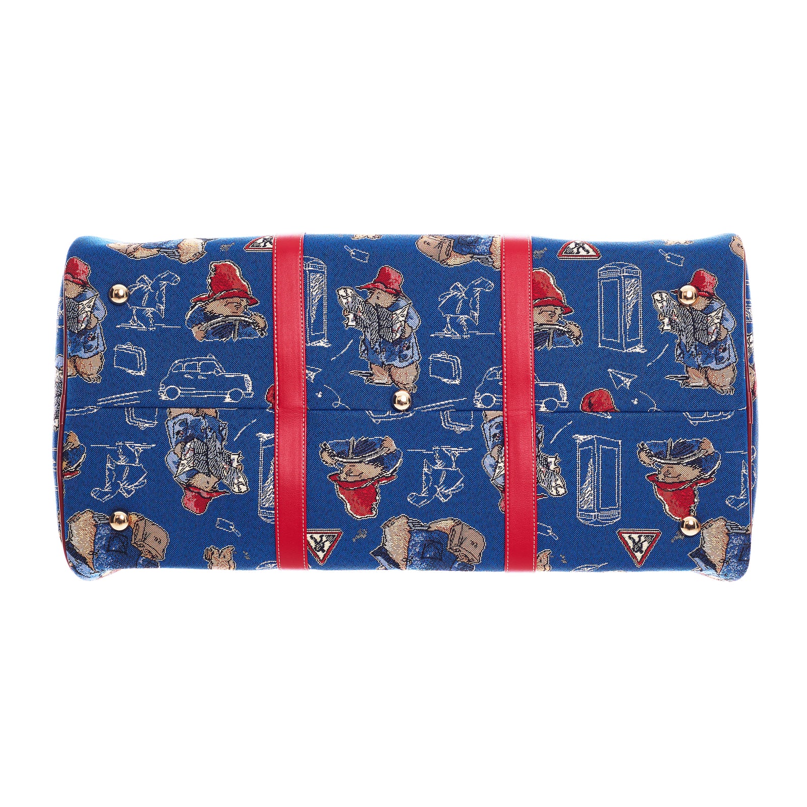 Signare Paddington Bear blauw beige geweven tapijt schoudertas handtas herbruikbare shopper - één maat 30 cm (H) x 30 cm (B) x 14 cm (D) | Zijvak van gaas, buitenvak met ritssluiting