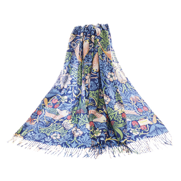 Strawberry Thief Blue Art Pashmina | Signare Tapestry