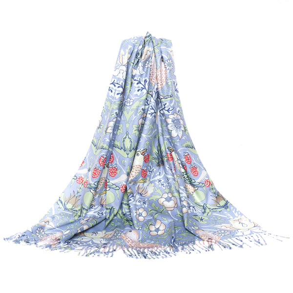 William Morris Strawberry Thief Grey - Art Pashmina