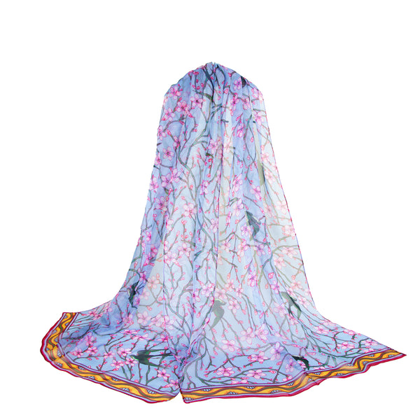 Walter Crane Blossom & Swallow - 100% Pure Silk Scarf