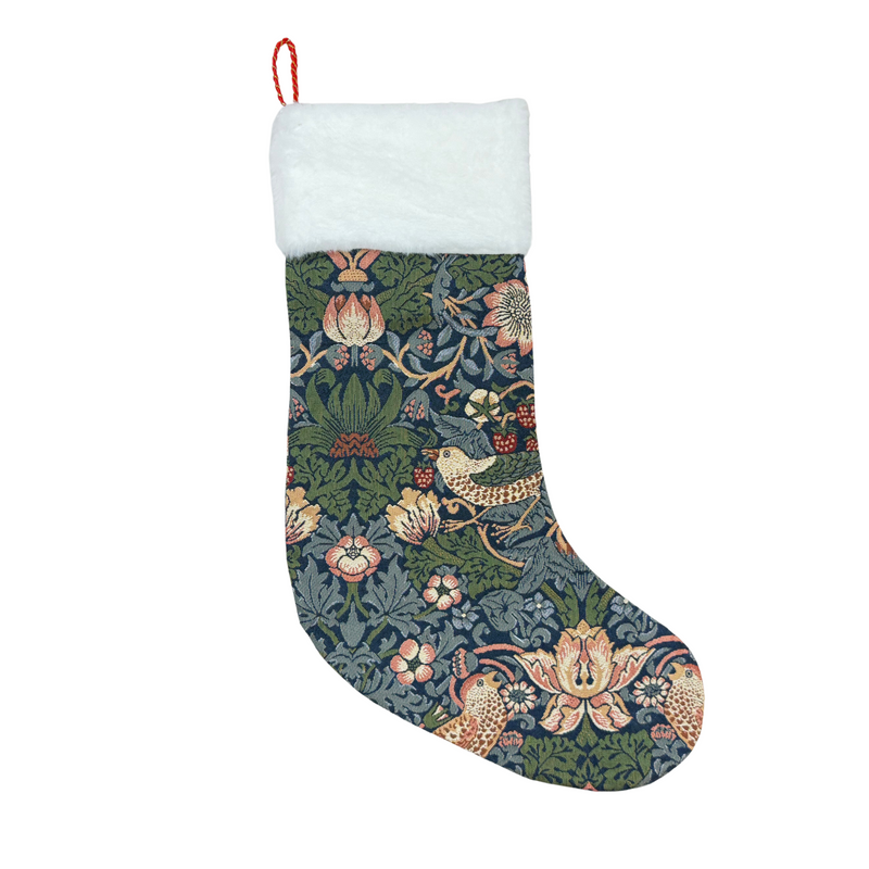 William Morris Strawberry Thief Blue - Christmas Stocking