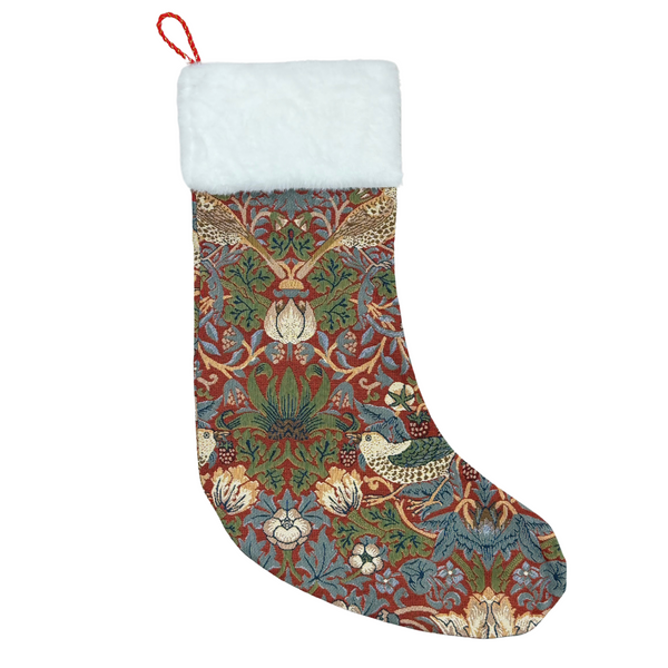 William Morris Strawberry Thief Red - Christmas Stocking