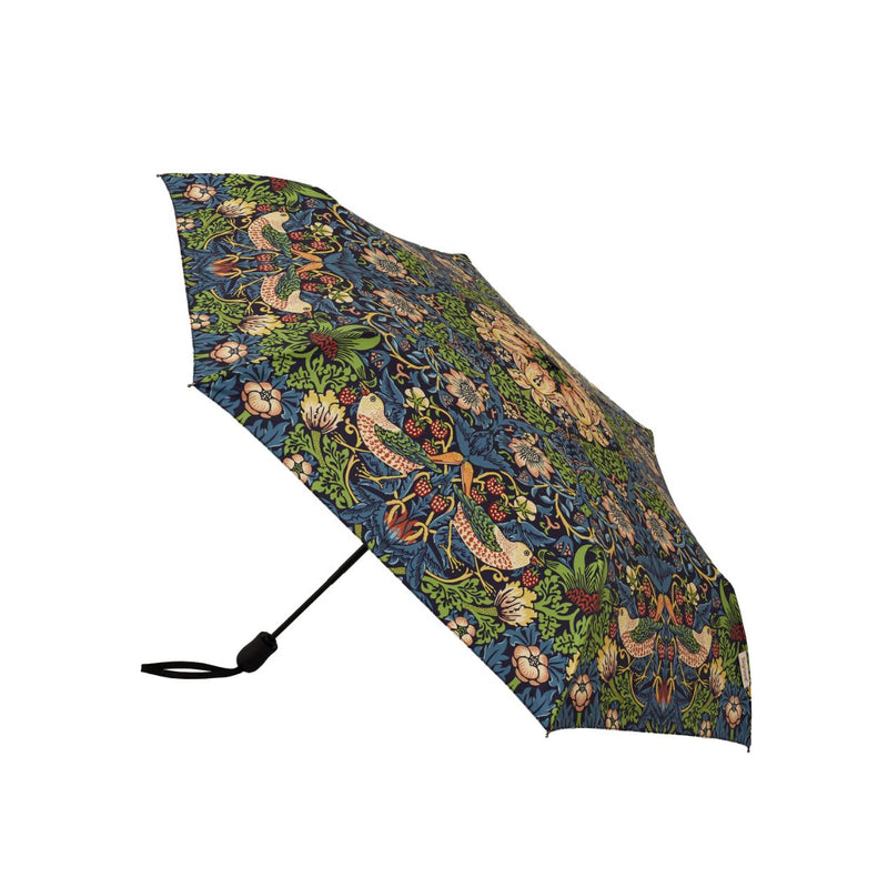 William Morris Strawberry Thief Blue - Automatic Folding Umbrella