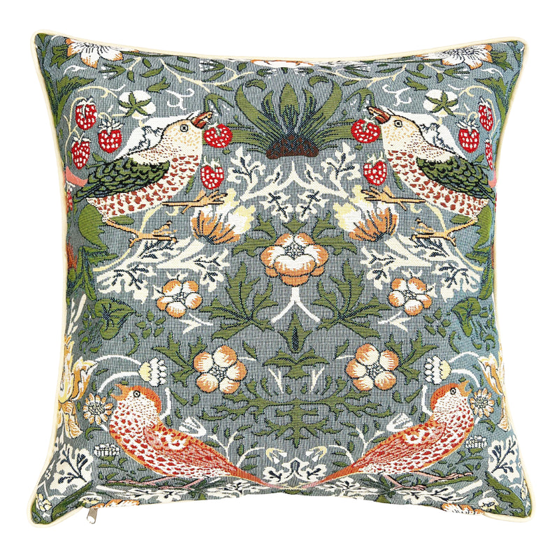 V&A Licensed Strawberry Thief Grey - Panelled Cushion Cover 45cm*45cm