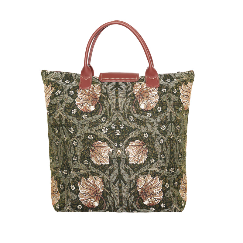 William Morris Pimpernel and Thyme Green - Foldaway Bag