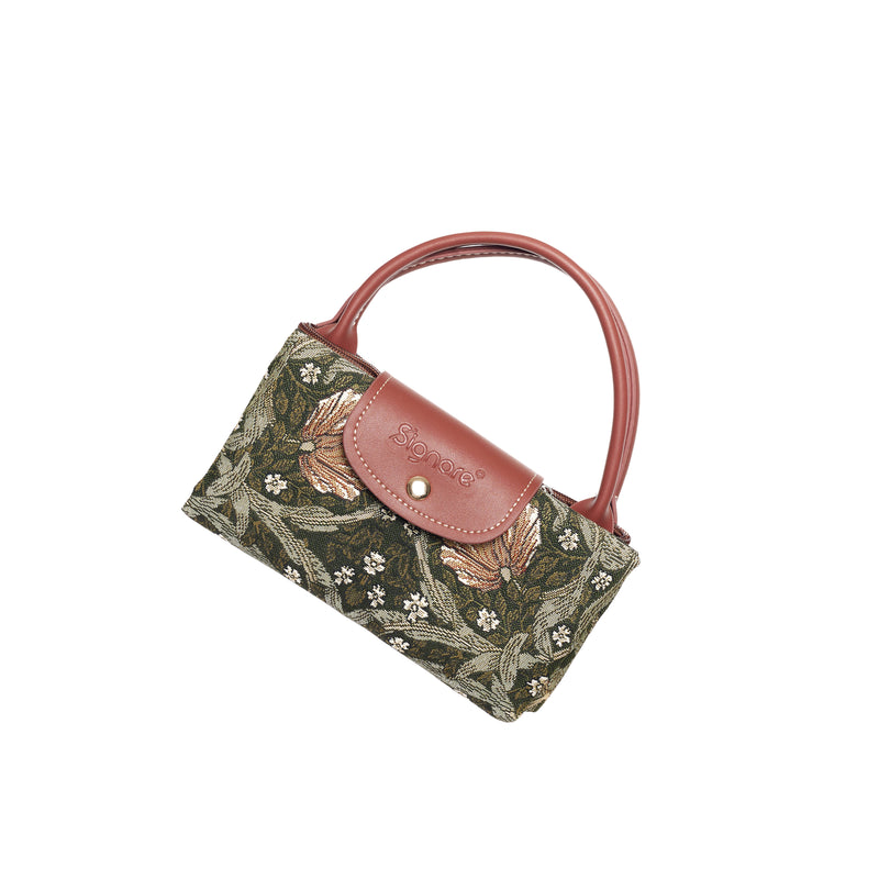 William Morris Pimpernel and Thyme Green - Foldaway Bag