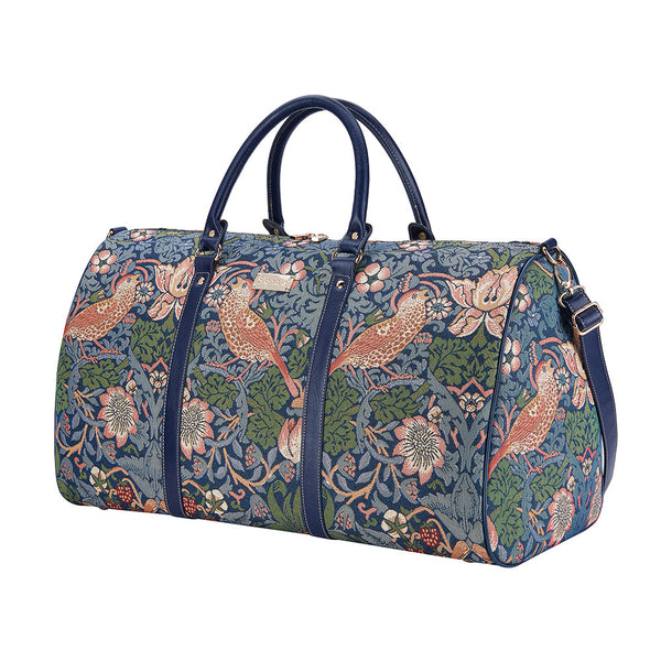 William Morris Strawberry Thief Blue - Big Holdall Bag Front | Signare Tapestry