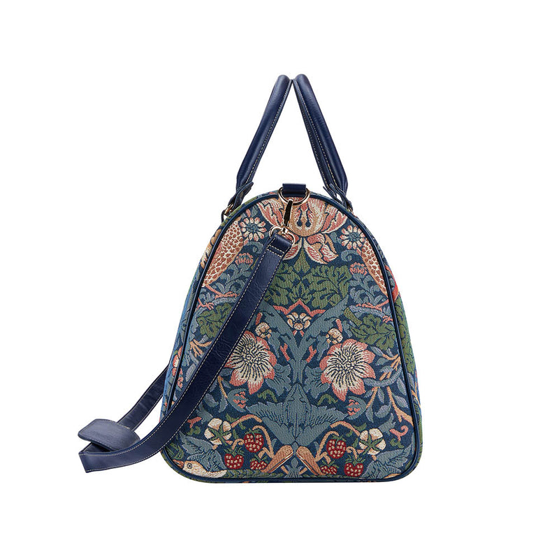 William Morris Strawberry Thief Blue - Big Holdall Bag Side | Signare Tapestry