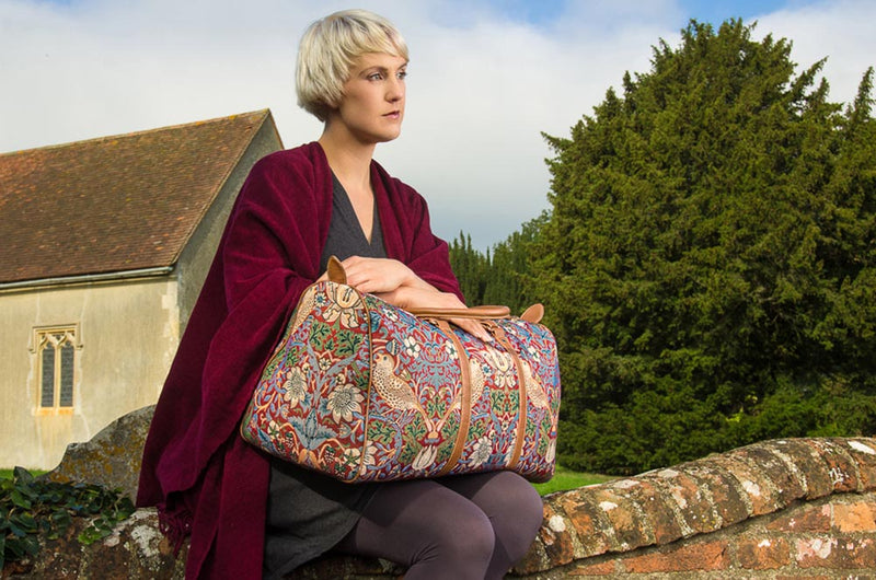 William Morris Strawberry Thief Red - Big Holdall Bag Preview | Signare Tapestry
