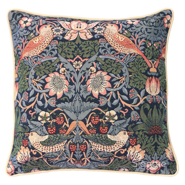 William Morris Strawberry Thief Blue - Panelled Cushion Cover 45cm*45cm