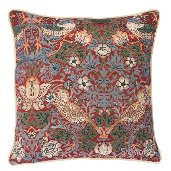 William Morris Strawberry Thief Red - Panelled Cushion Cover 45cm*45cm