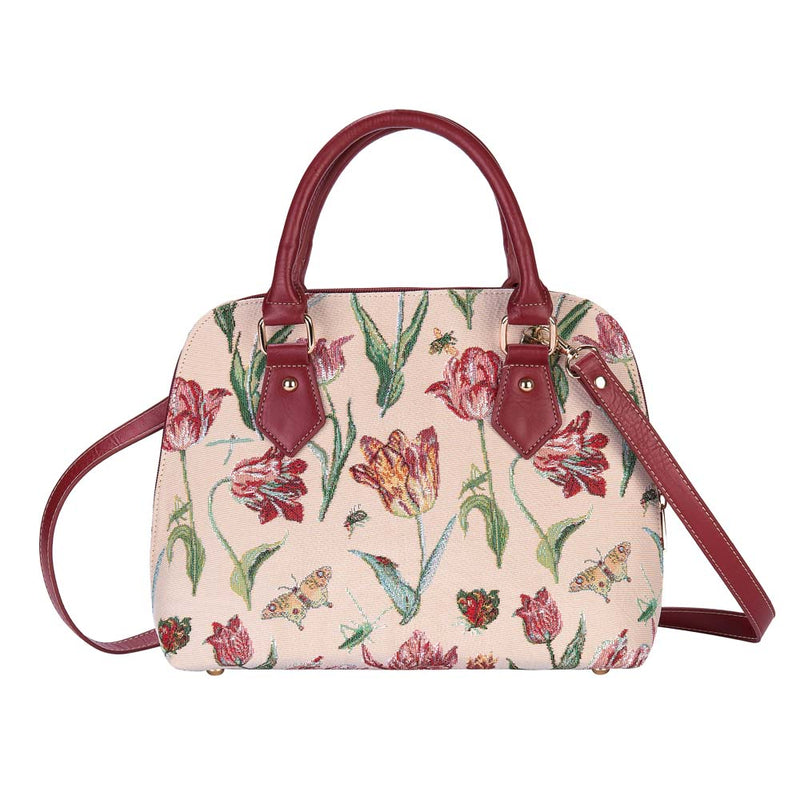 Signare Tapestry Small Crossbody Bag Sling Bag for Women with Tulip White  Floral Design (SLING-TULWT)
