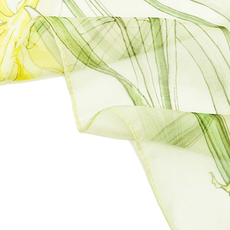 Pure Silk Scarf - Daffodils Embrodiery View