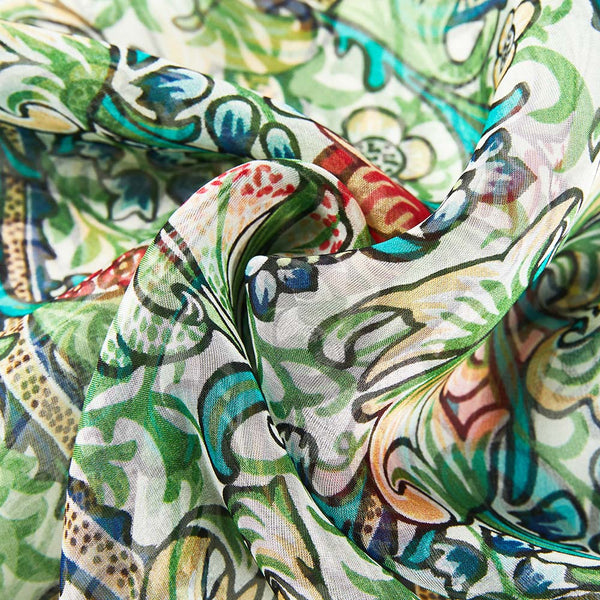 Pure Silk Scarf - William Morris Golden Lily Art Preview