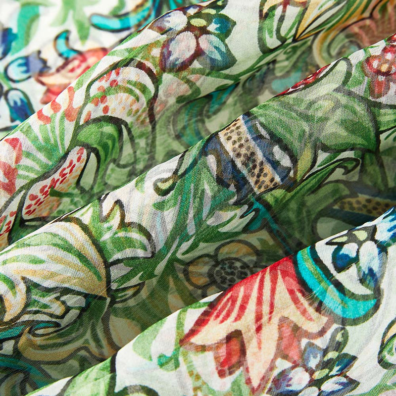 Pure Silk Scarf - William Morris Golden Lily Detailed  Art Look