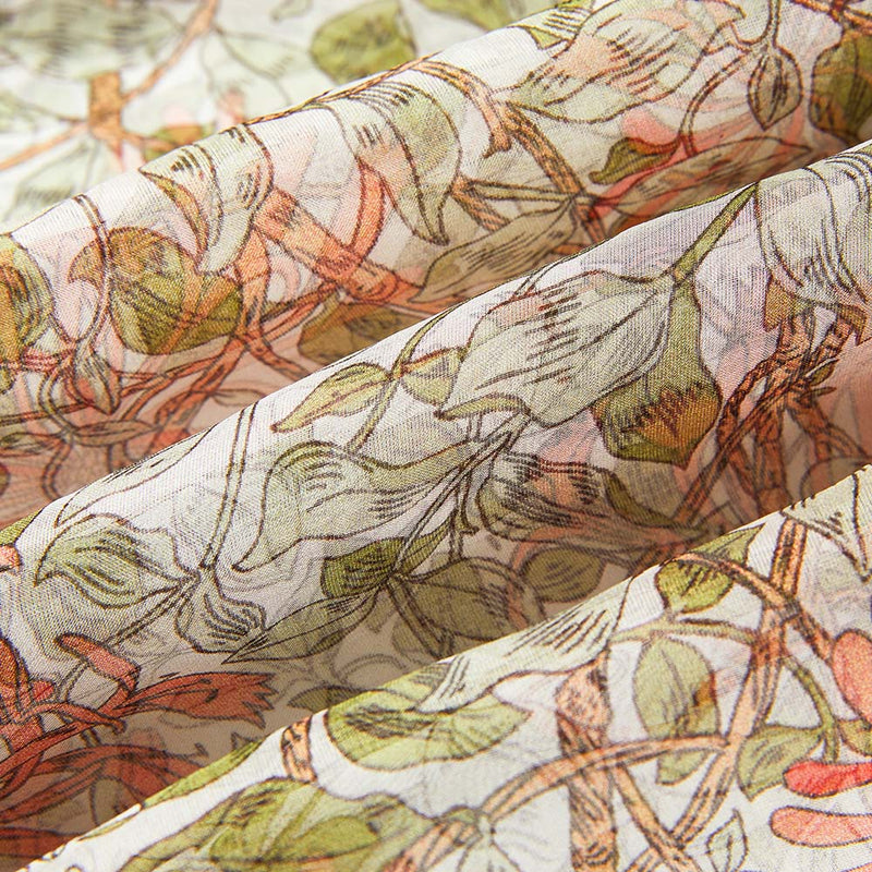  Pure Silk Scarf - May Morris Honeysuckle Detailed Art View