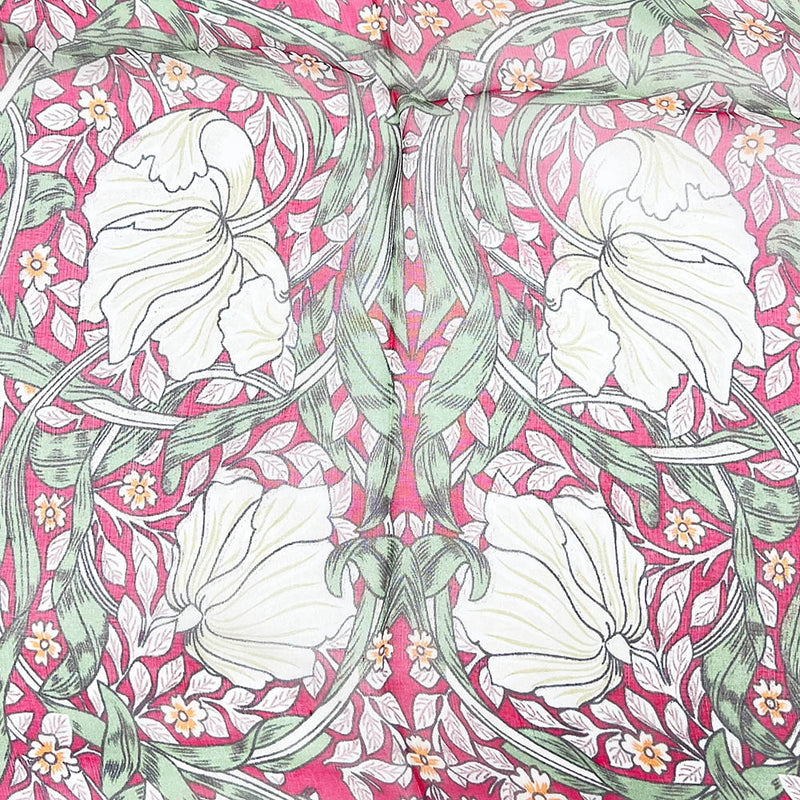William Morris Pimpernel and Thyme Red - 100% Pure Silk Scarf