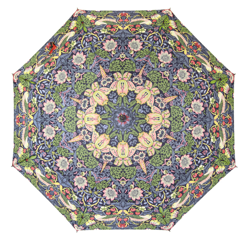 William Morris Strawberry Thief Blue - Art Folding Umbrella