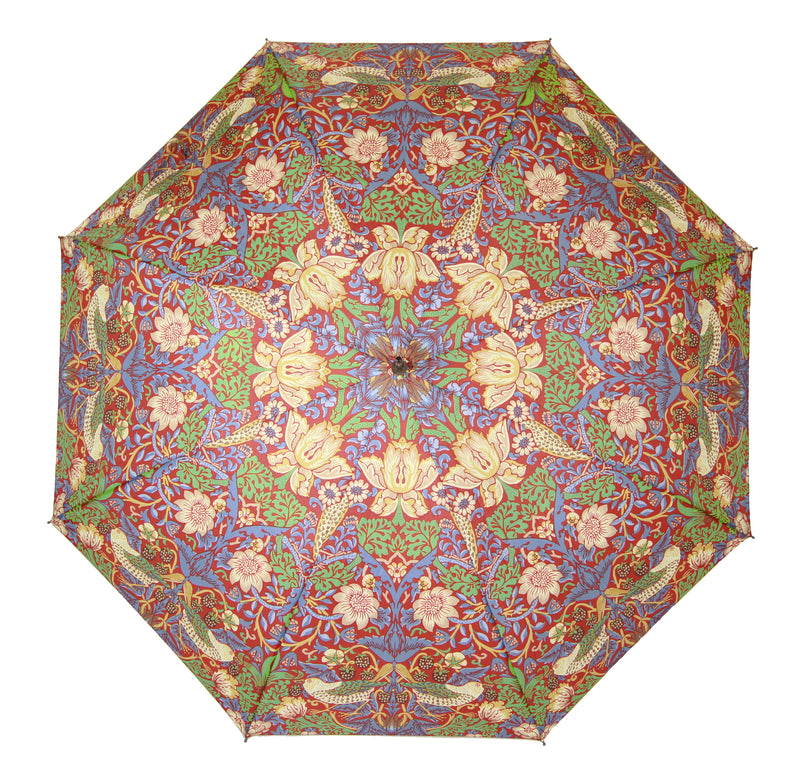 William Morris Strawberry Thief Red - Art Folding Umbrella