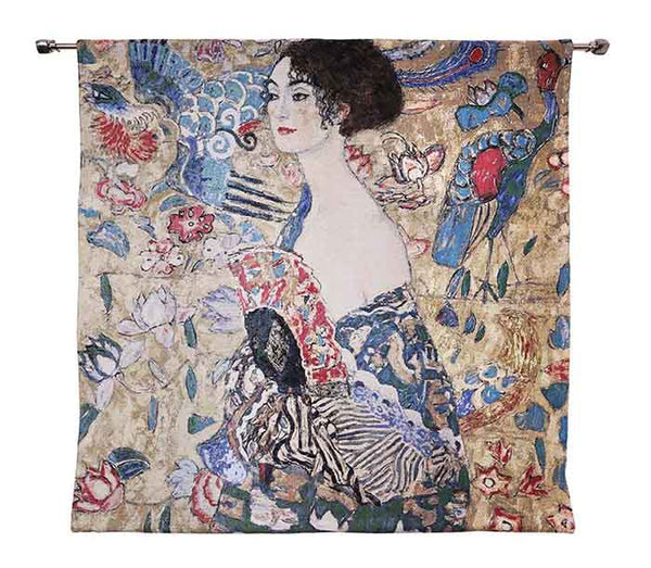 Lady with Fan Gustav Klimt Tapestry Wall Hangings