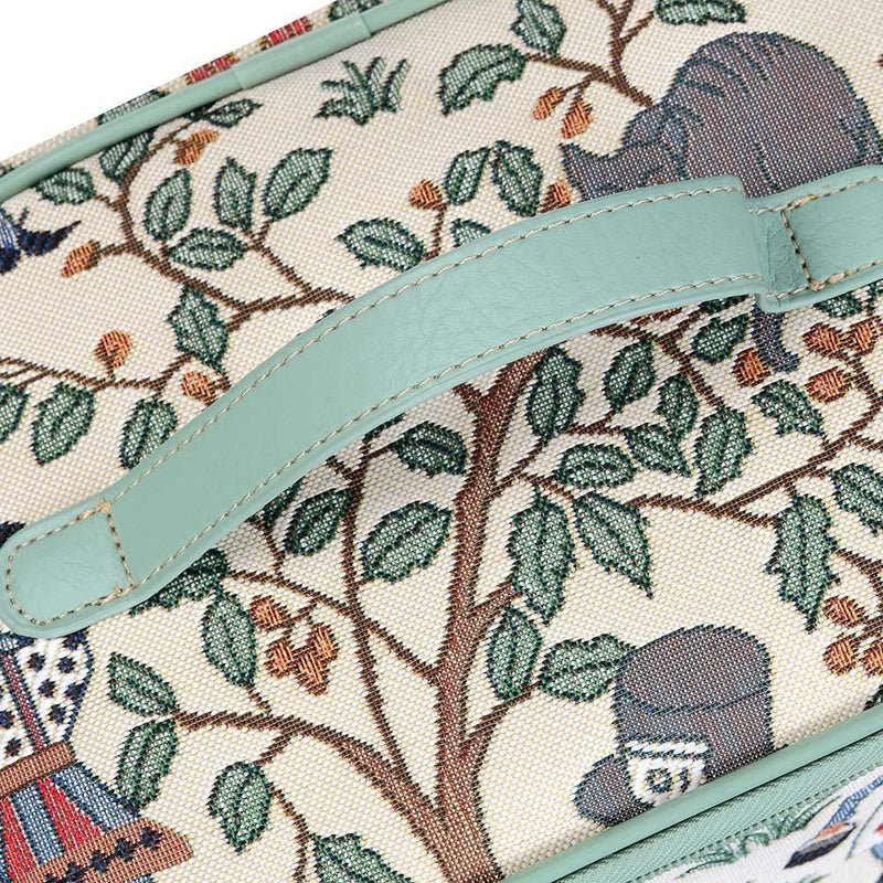 Alice in Wonderland - Toiletry Bag Detailed Faux Leather Handle  | Signare Tapestry
